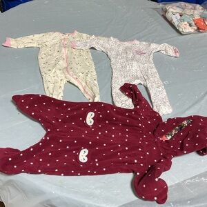 Gerber Burgundy Polka Dot Fleece One-Piece Footie with Hood